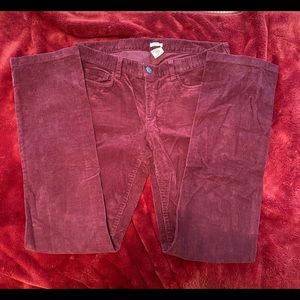 NWOT J. Crew Matchstick Crimson Colored Corduroys. Size 29R. Never worn.